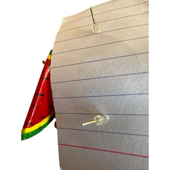 Watermelon-Themed Handmade Wooden Earrings With Bead Accents - Picture 3 of 3